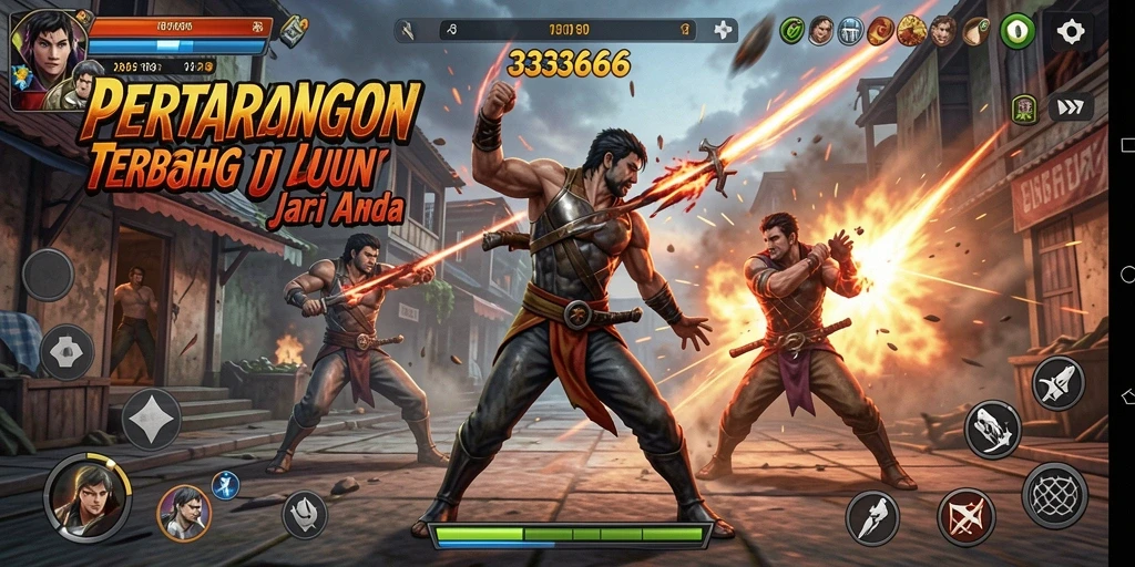 Tampilan gameplay yang menegangkan dari 333666 dalam pertarungan seru.