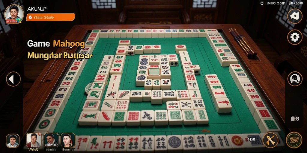 Tampilan gameplay menarik dalam permainan Mahjong AKUNJP.