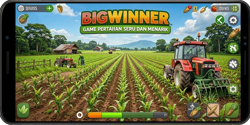 Gameplay menarik dari BIGWINNER dengan aktivitas bertani.