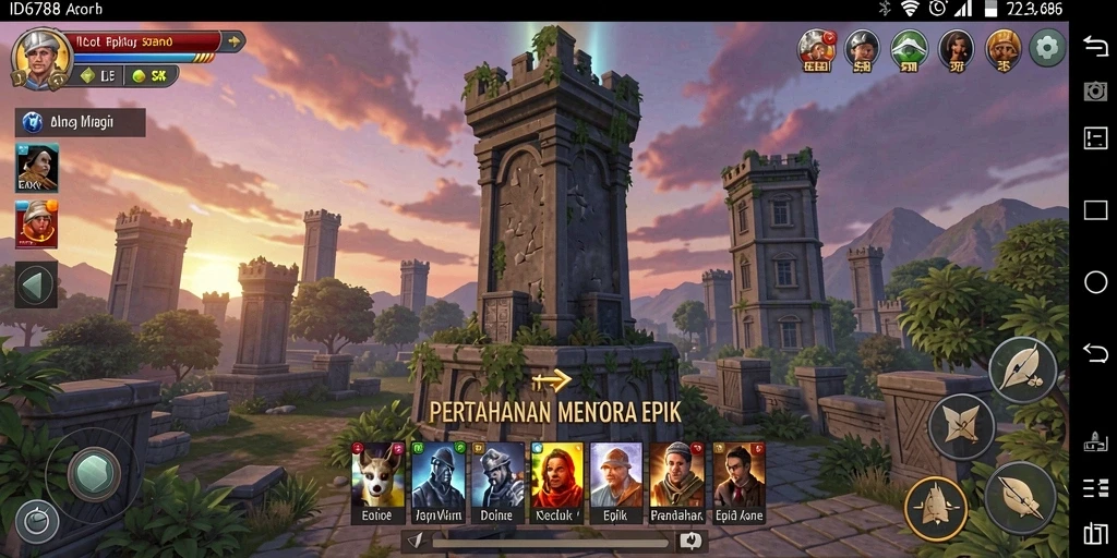 Screenshot gameplay ID6788 menampilkan aksi Tower Defense yang mendebarkan dan strategi kreatif.