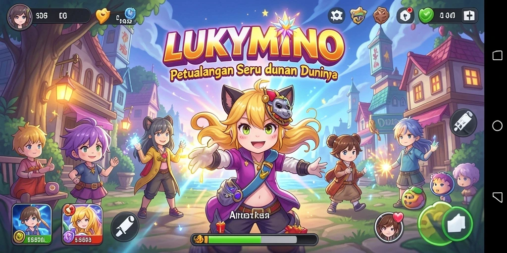Tampilan gameplay LUKYMINO yang menarik dengan aksi karakter Anime.