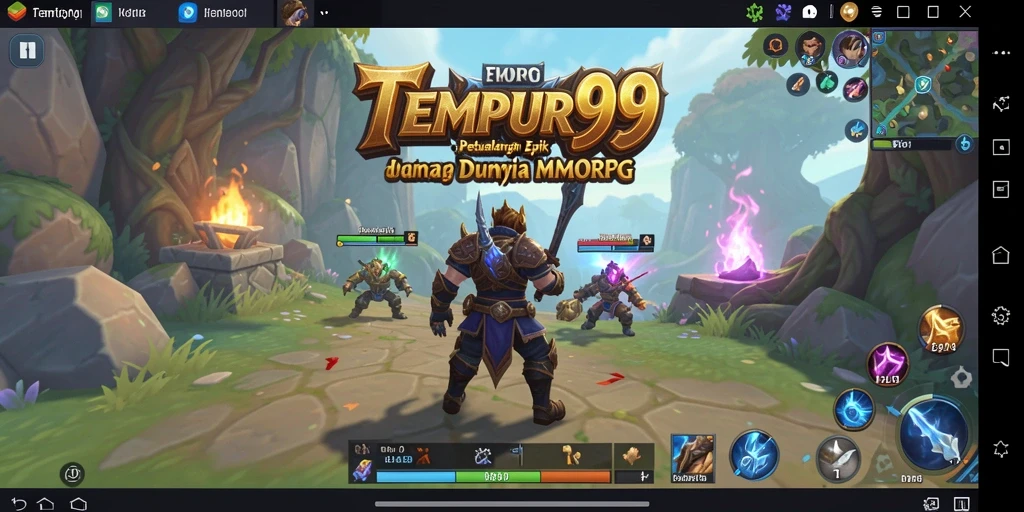 Tangkapan layar gameplay TEMPUR99 yang menampilkan pertarungan epik.