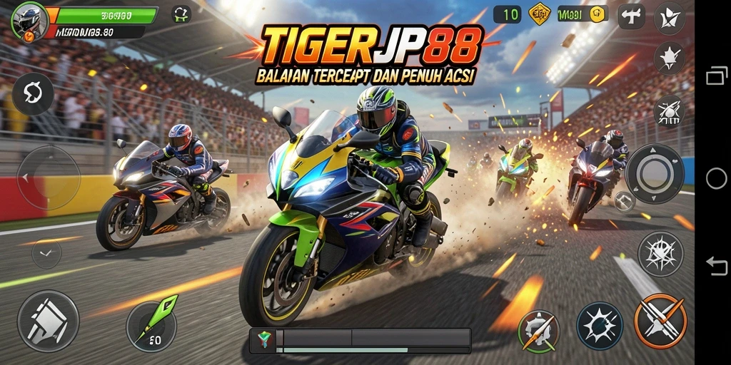 Gameplay seru dalam balapan motor yang mendebarkan.