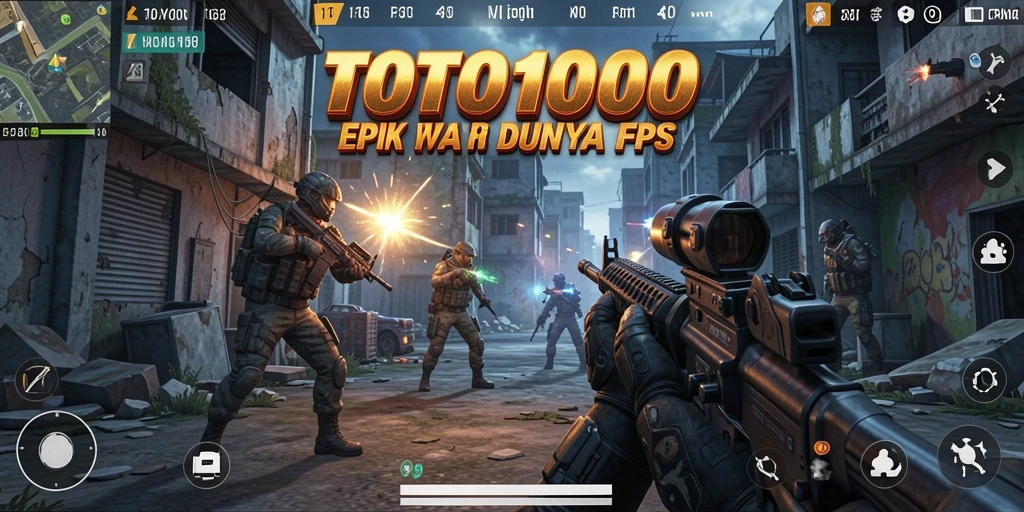 Gambaran intens gameplay TOTO1000 dalam pertempuran FPS.