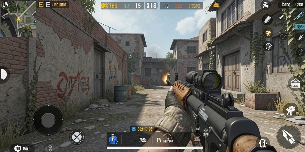 Tampilan aksi menembak yang mendebarkan dalam gameplay X168.